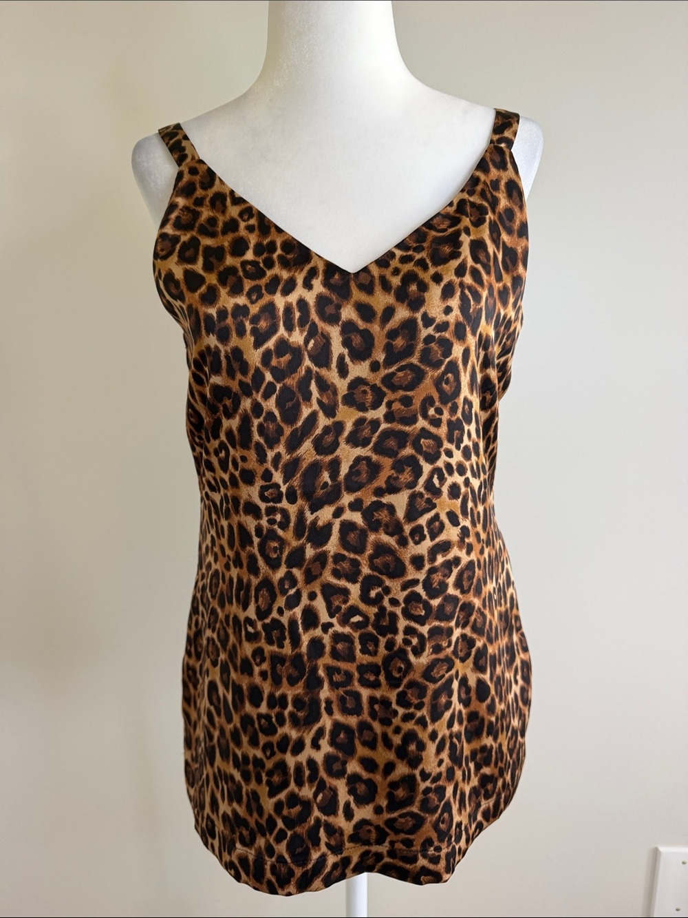 White House Leopard Print V-Neck reversible Cami Top - Brown & Black size XXS/XS